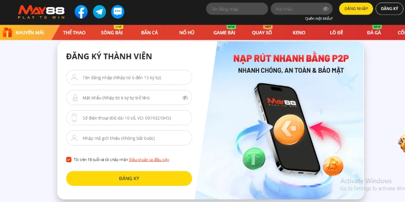 Đăng ký tài khoản May88 cực nhanh và dễ thực hiện Đăng ký tài khoản May88 cực nhanh và dễ thực hiện